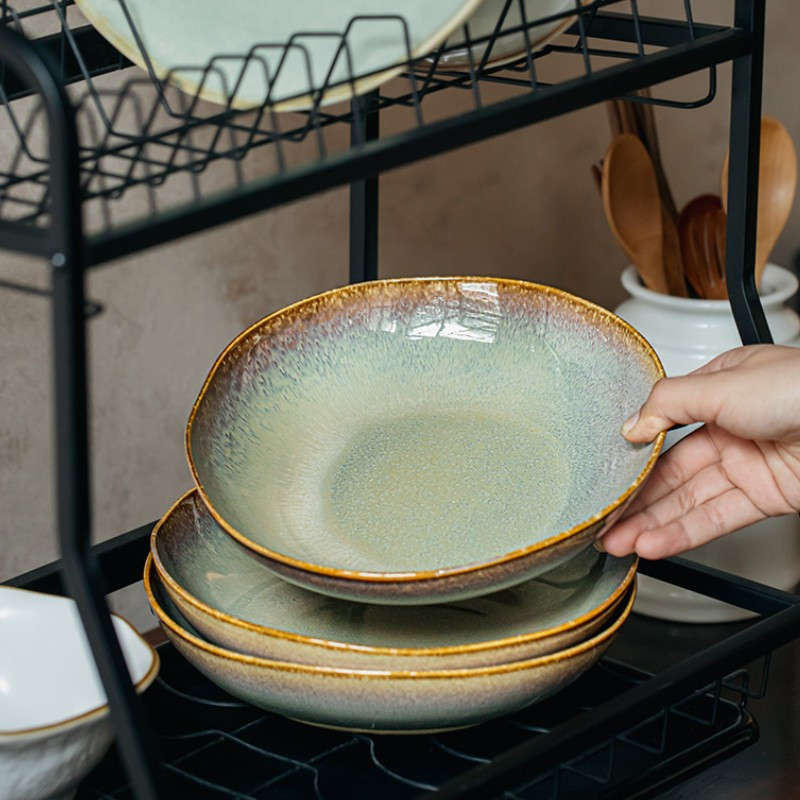 Bowl Model Poppy Green  Colored Flame Plate