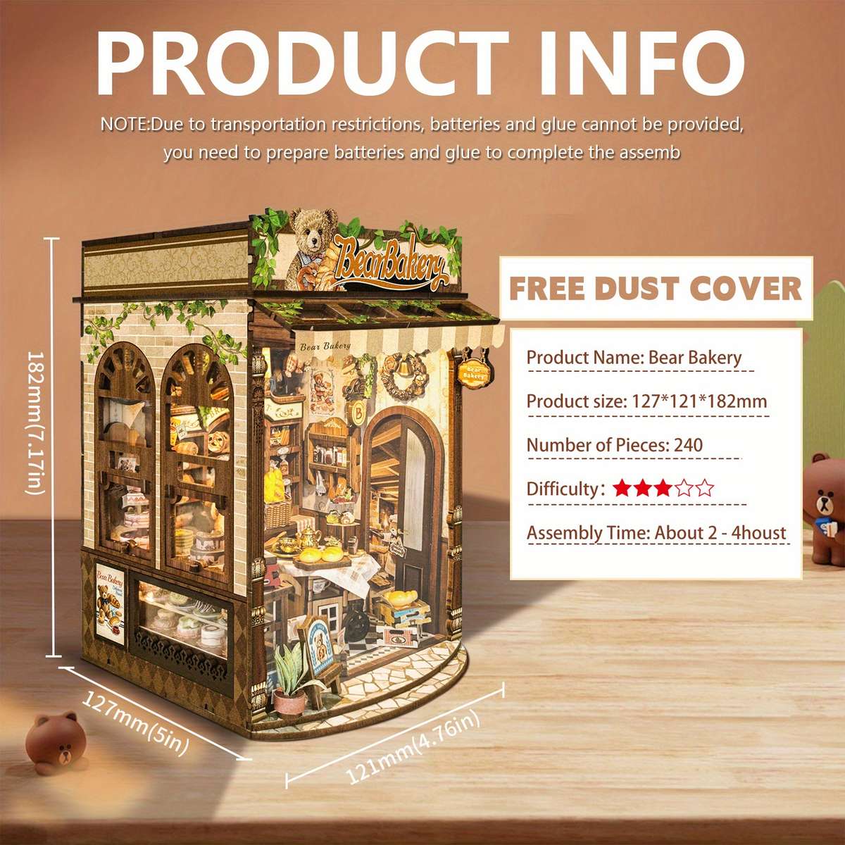3D Building Model Puzzle Set Style Bear Bakery