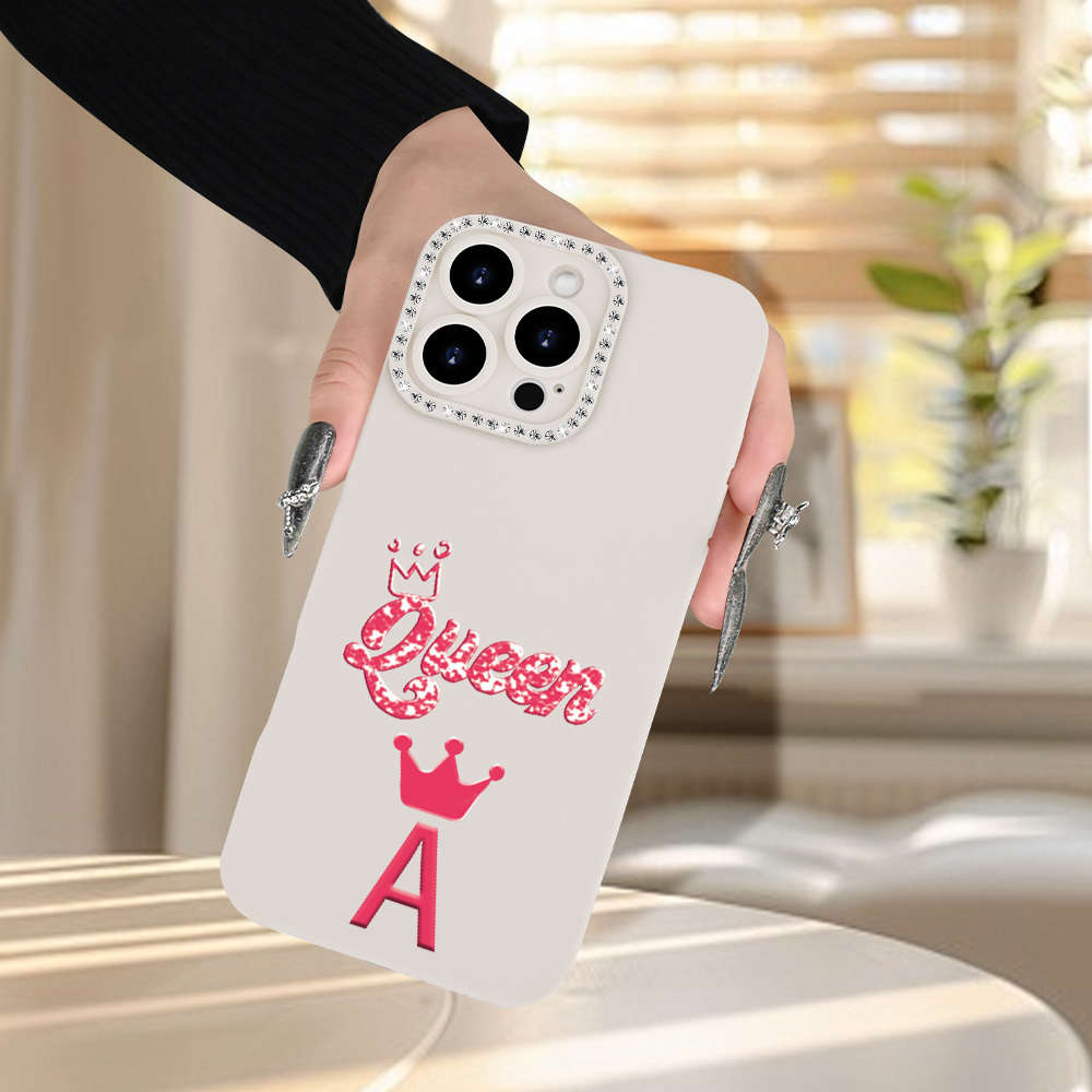 1Pc Ivory White For iPhone 13 Pro Max Letter A Print Phone Case