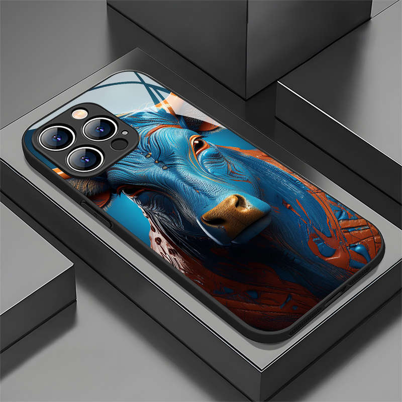 1Pc Mixed Color For iPhone 16e African Tribe Cattle Stoneware Phone Case