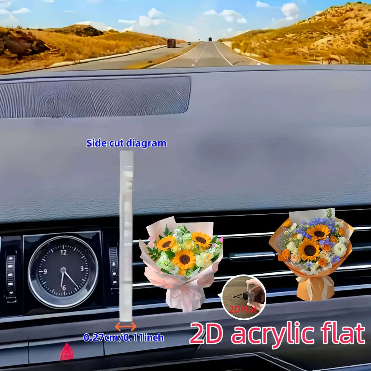 Car Interior Decor Color 2Pcs Sunflower Bouquet