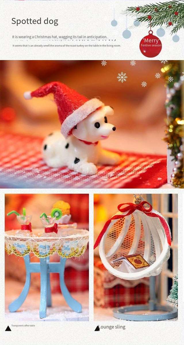 3D Building Model Puzzle Set Color Holiday Season Snow Night