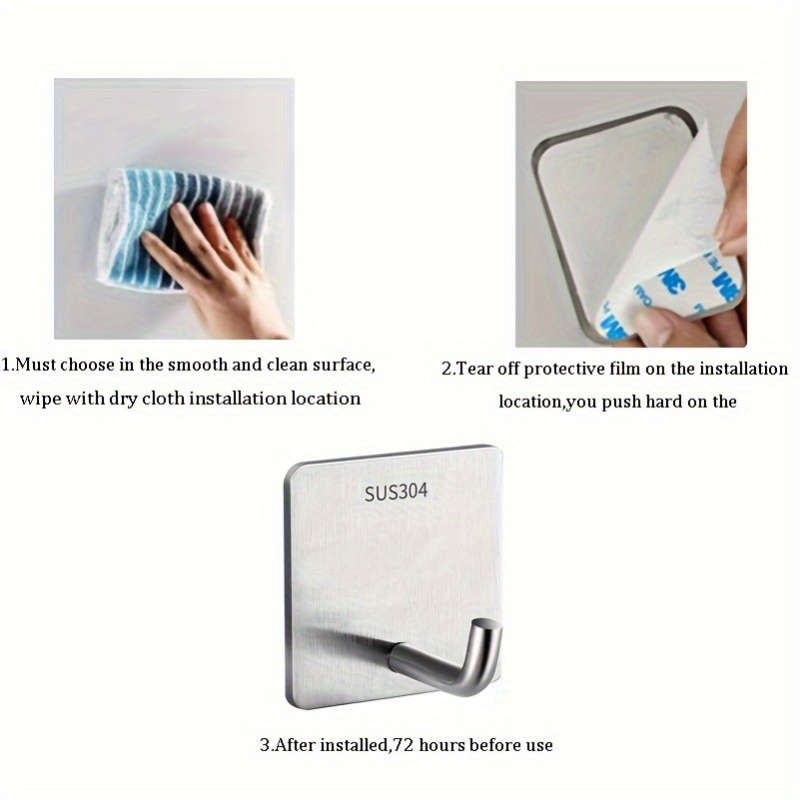 Rustproof Hooks Hooks Kitchen Hooks Adhesive Hooks Quantity 3pcs