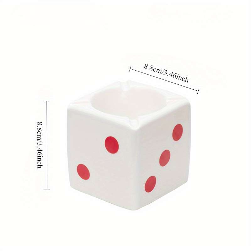Classic Creative Ceramic Ashtray Dice Shape Storage Table Decoration Model Dot