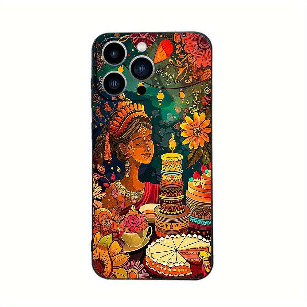 1Pc Black For iPhone 16 African Design Phone Case