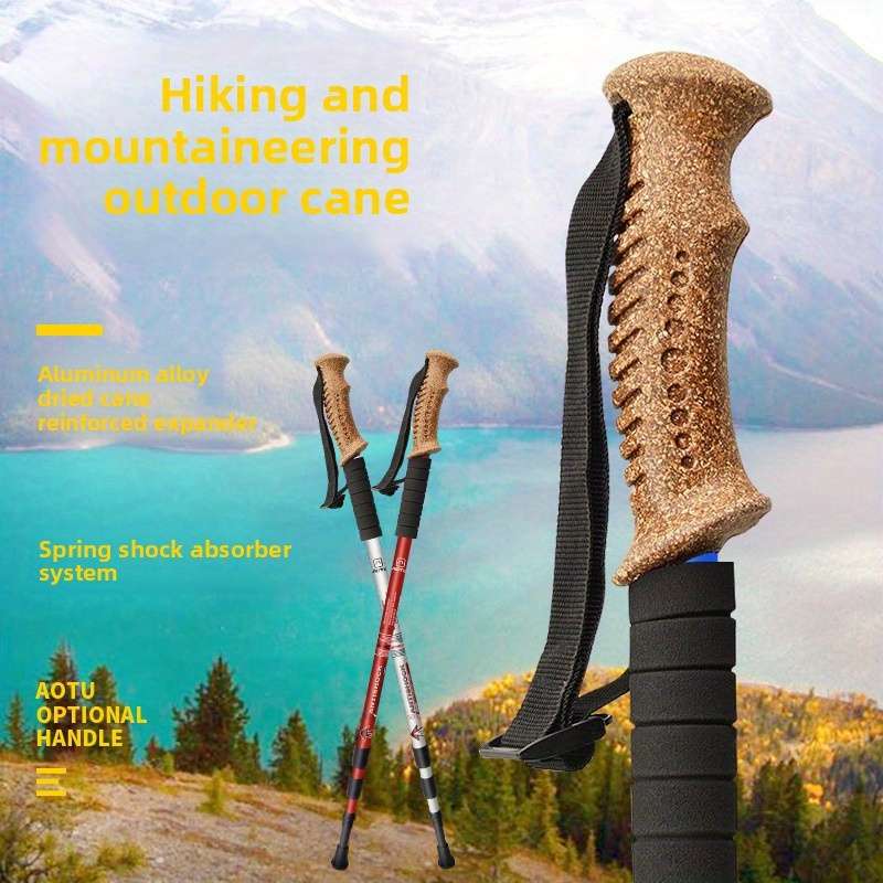 Premium Aluminum Alloy Summer Hiking Pole Camping Cork Handle Stick Outdoor