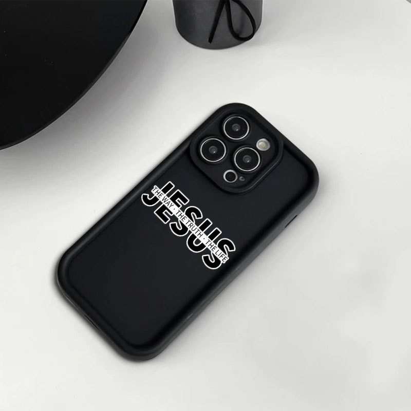 1Pc Black For iPhone 15 Pro Max Jesus Design Phone Case