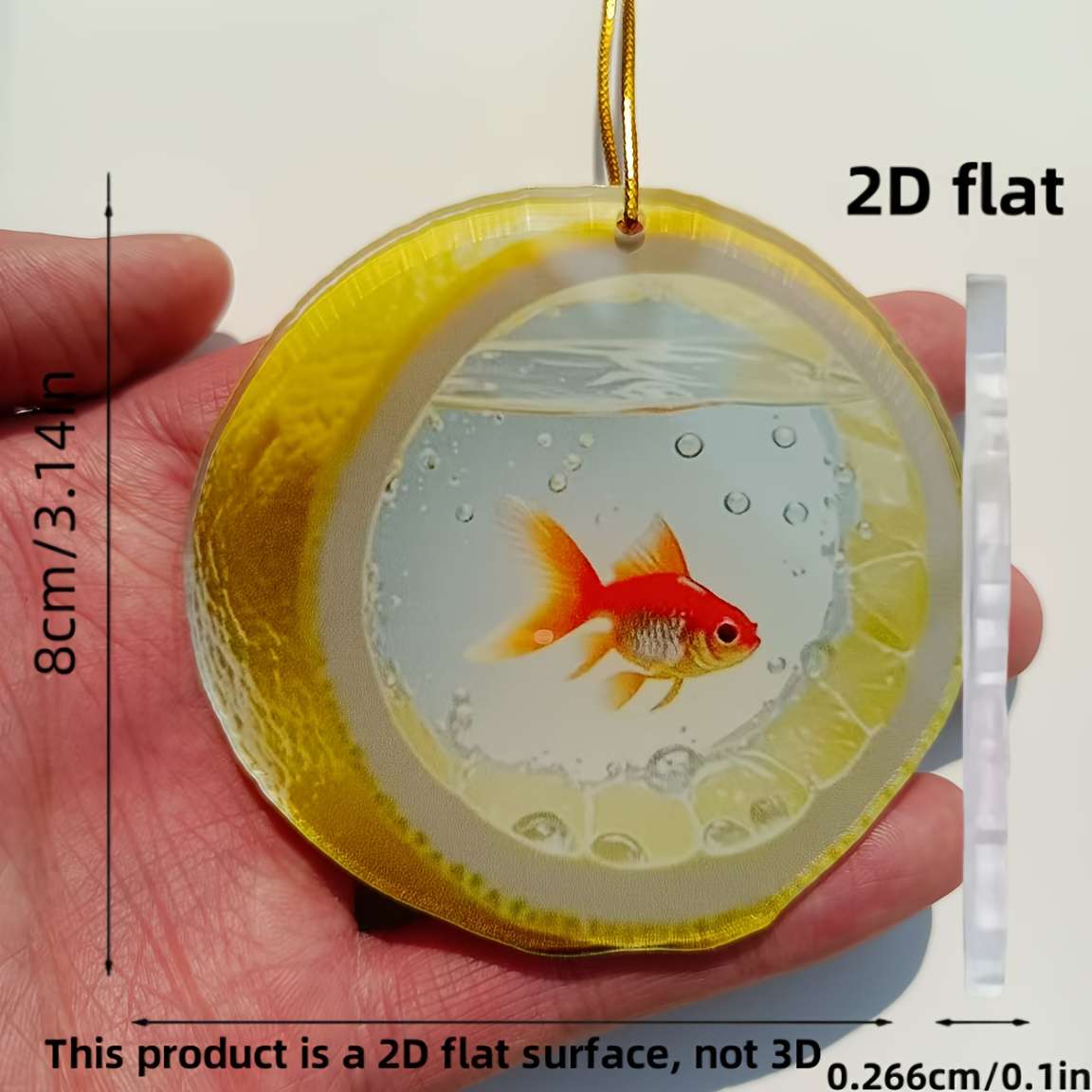 Car Decorative Lemon Flat Vibrant Fish Rearview Design Hanging Mirror Ornament