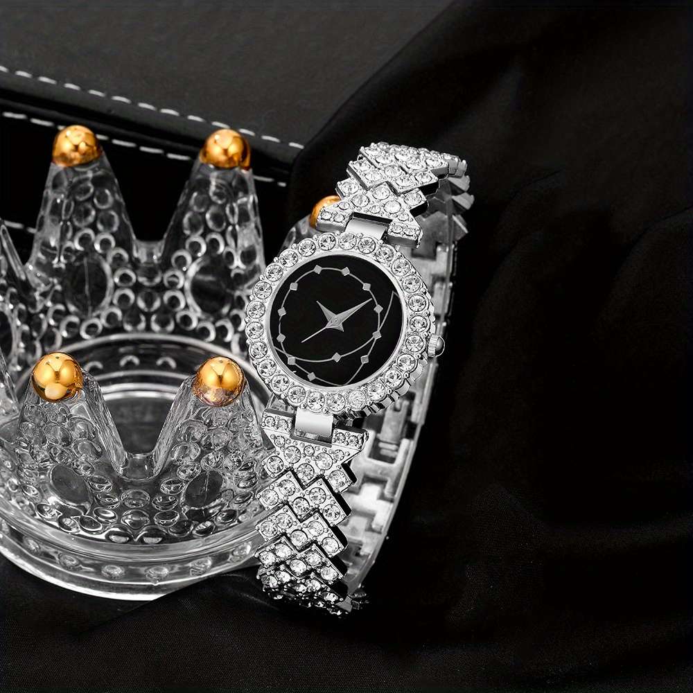 Classic Women Quartz Watch Includes Bracelet Earrings Necklace Ring Watch 6