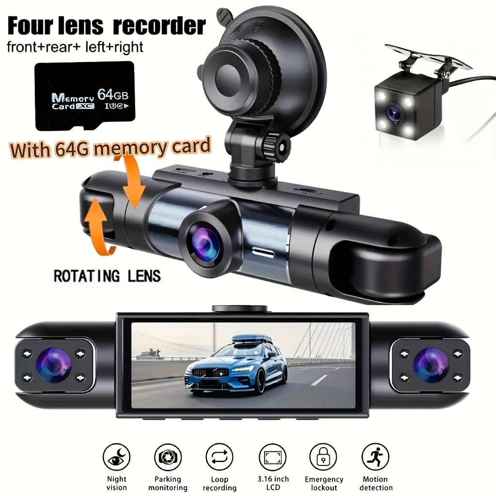Dashcam Model Four Cameras  Front Rear Left And Right   Including 64Gb Card