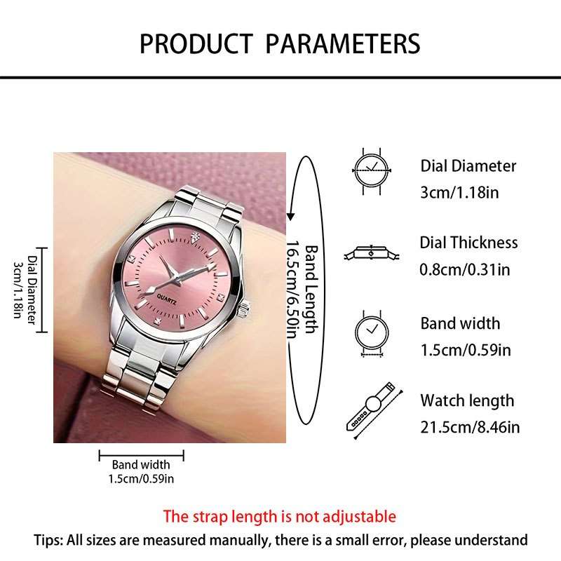 Classic Light Sparkling Women Jewelry Comfortable Adjustable Quartz Pink Watch 3