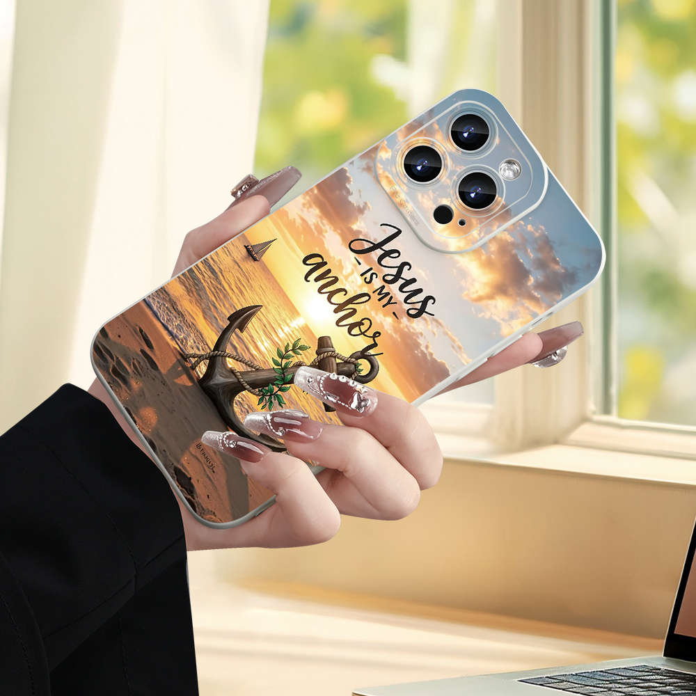 1Pc Ivory White For iPhone 15 Plus Anchor Design Phone Case