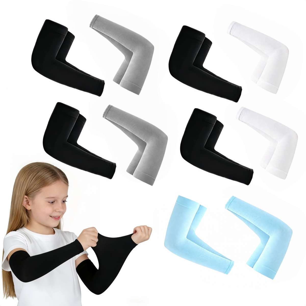 Sunscreen Sleeves Color 10 Pairs 5 Pairs Black 5 Pairs White