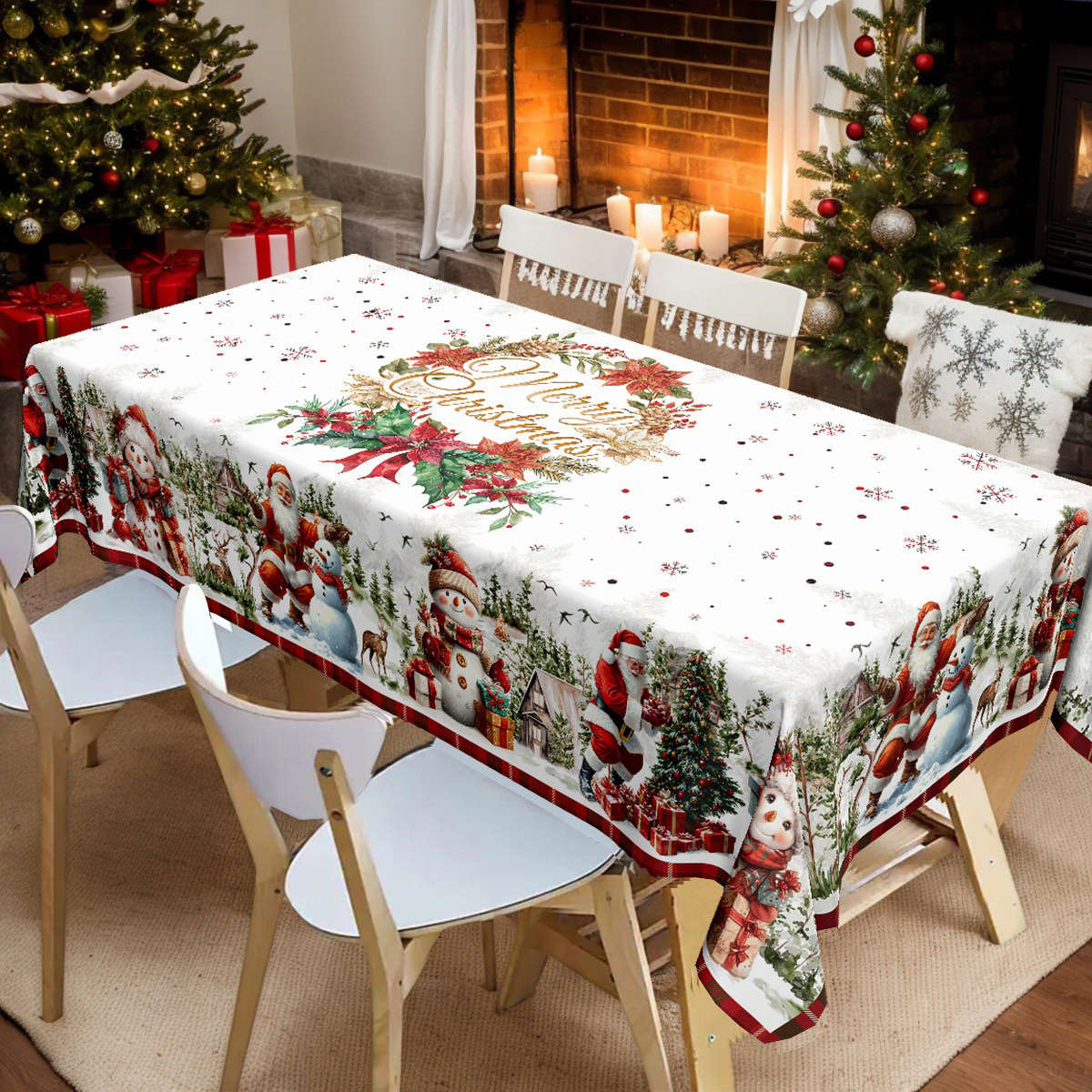 Christmas Tablecloth Size 150X150Cm  Round