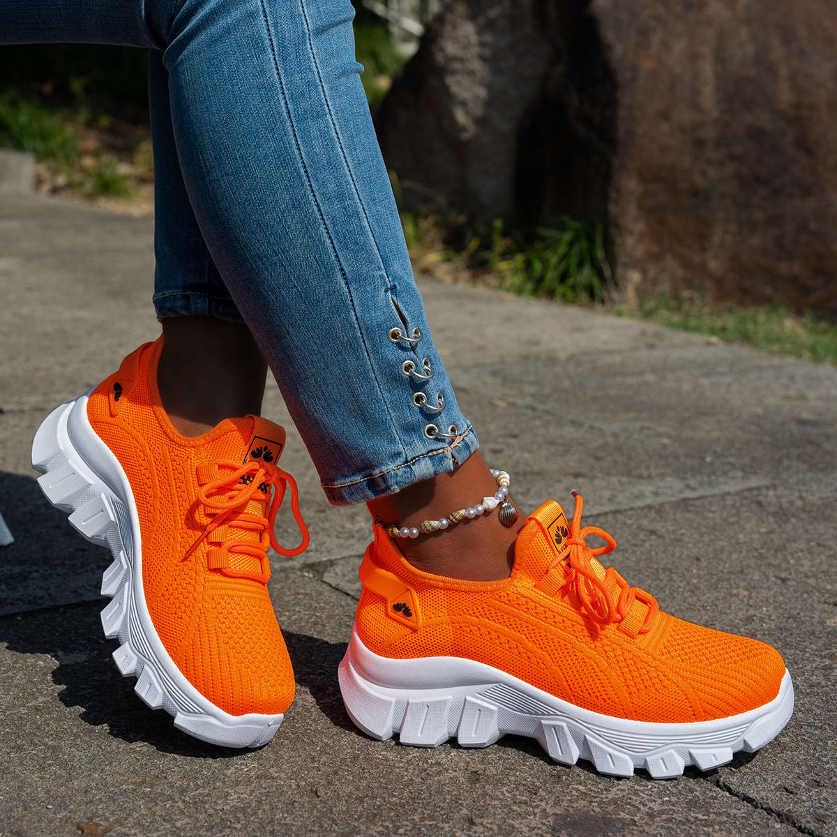 Women S Sneakers Color Orangered Sizeuk 5