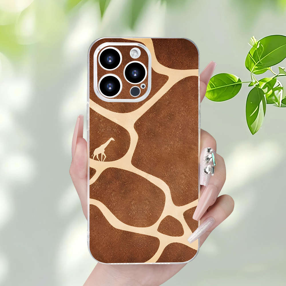 1Pc Transparent For iPhone 16 Plus Giraffe African Pattern Phone Case
