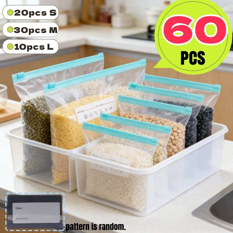 Food Storage Bags Quantity Buckle Type  60Pcs