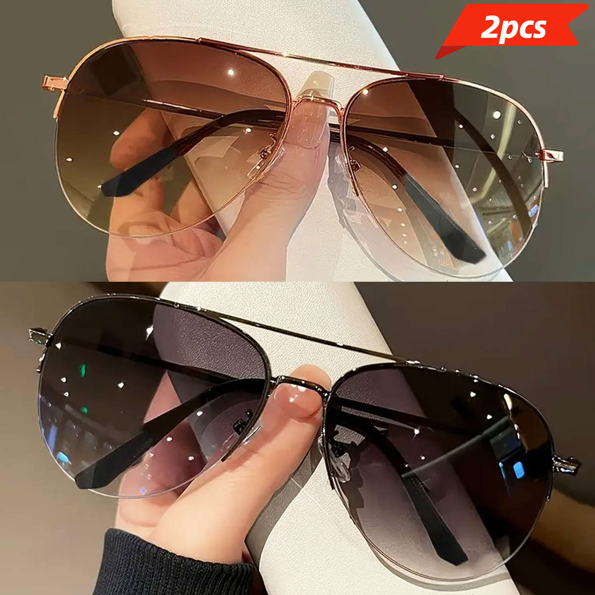 Mens Glasses Color Tea Add Grey Quantity 2Pcs