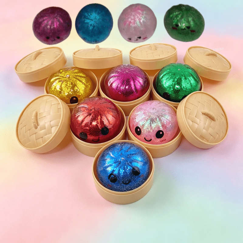 Squeezable Toys Color Random Colors Styles Style 6Pcs Set2 Buns 2 Lids 2 Bases