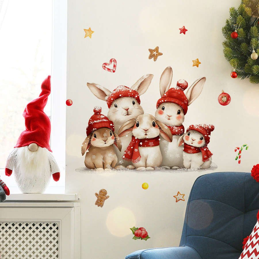 Christmas Decorations Model 5Pcs Christmas Rabbit Family