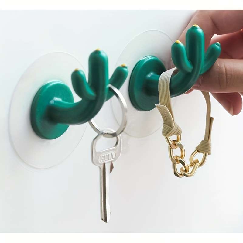 2 Pack Cactus Wall Hooks Casual Style Plastic Wall Mounted Quantity 2pcs