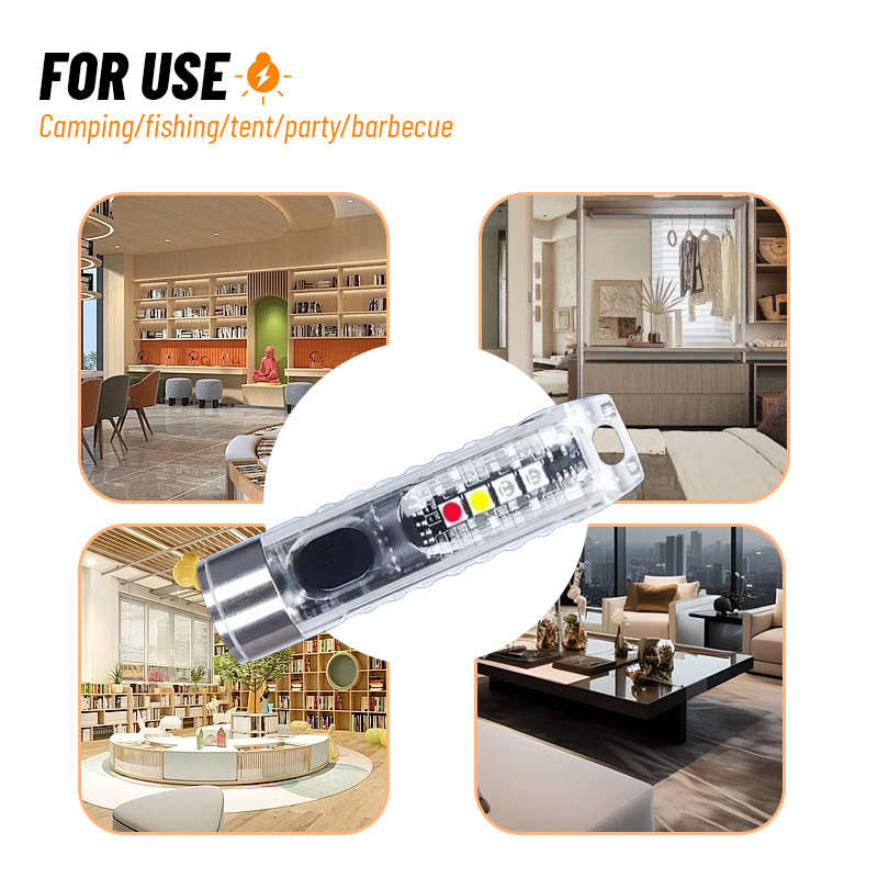Keychain Ornament Items Transparent Flashlight Quantity2Pcs