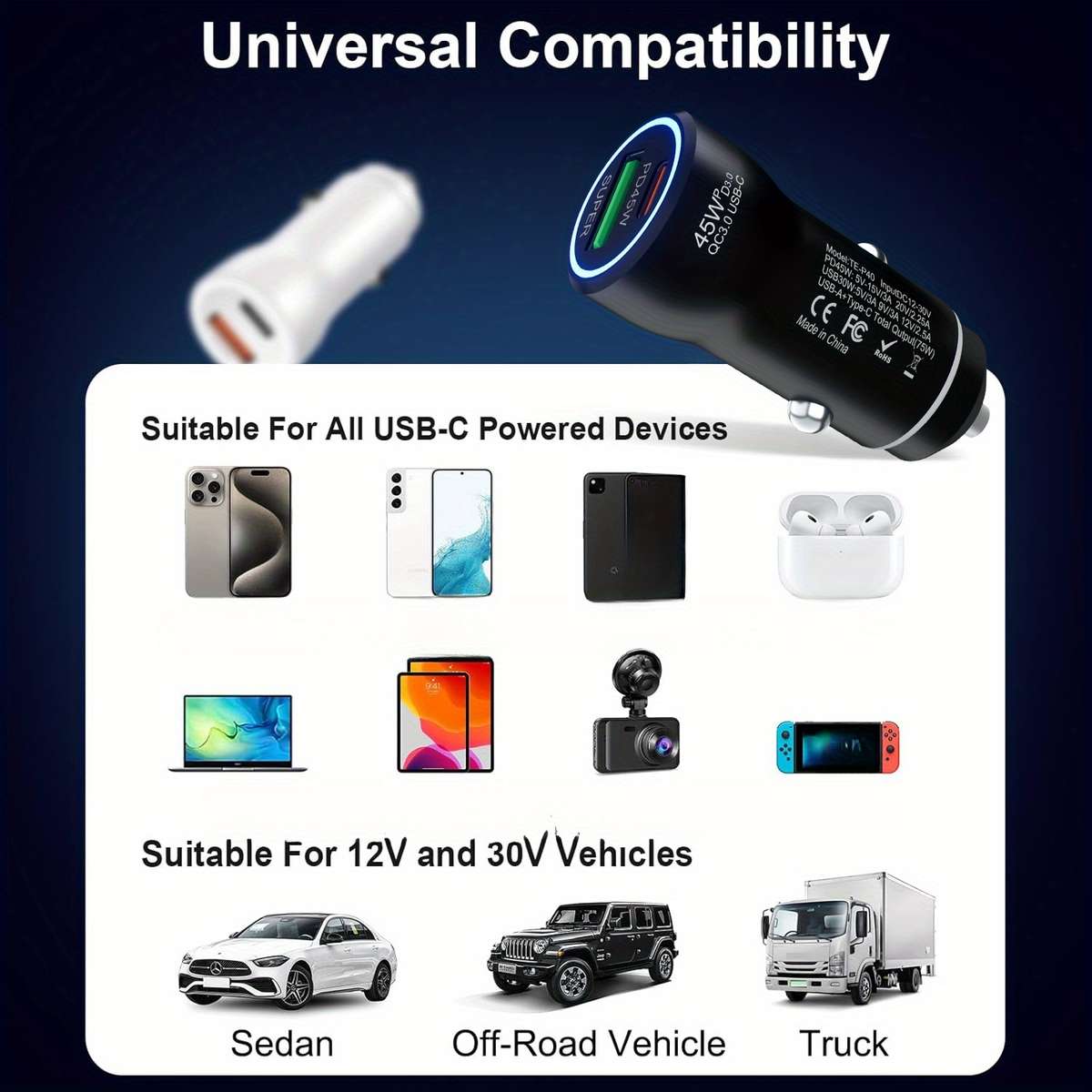 Charger Items 1 White Car Charger