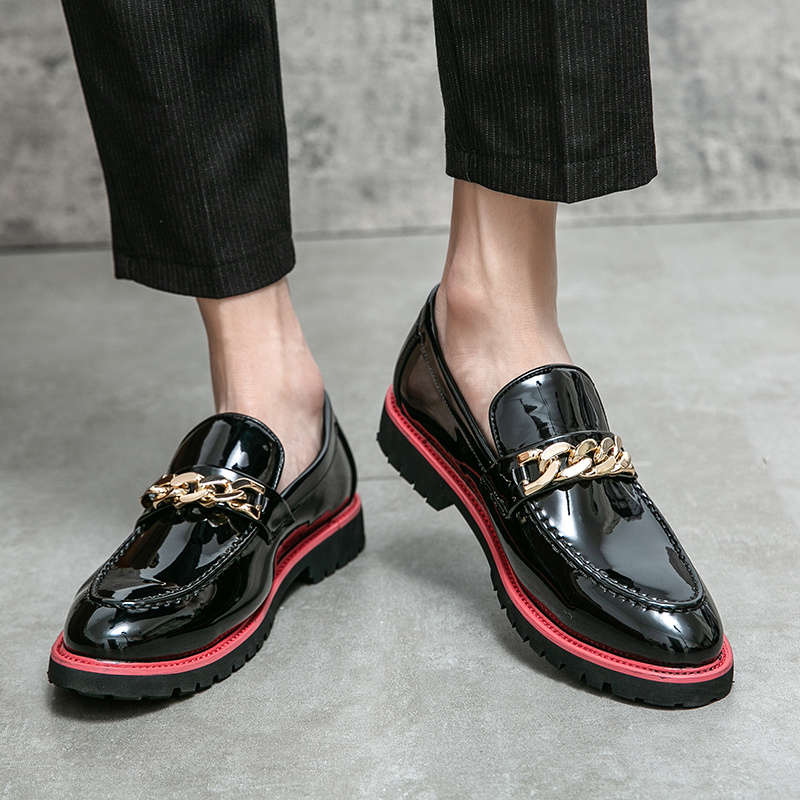 Mens Leather Shoes Color Blackred Sizeuk 5