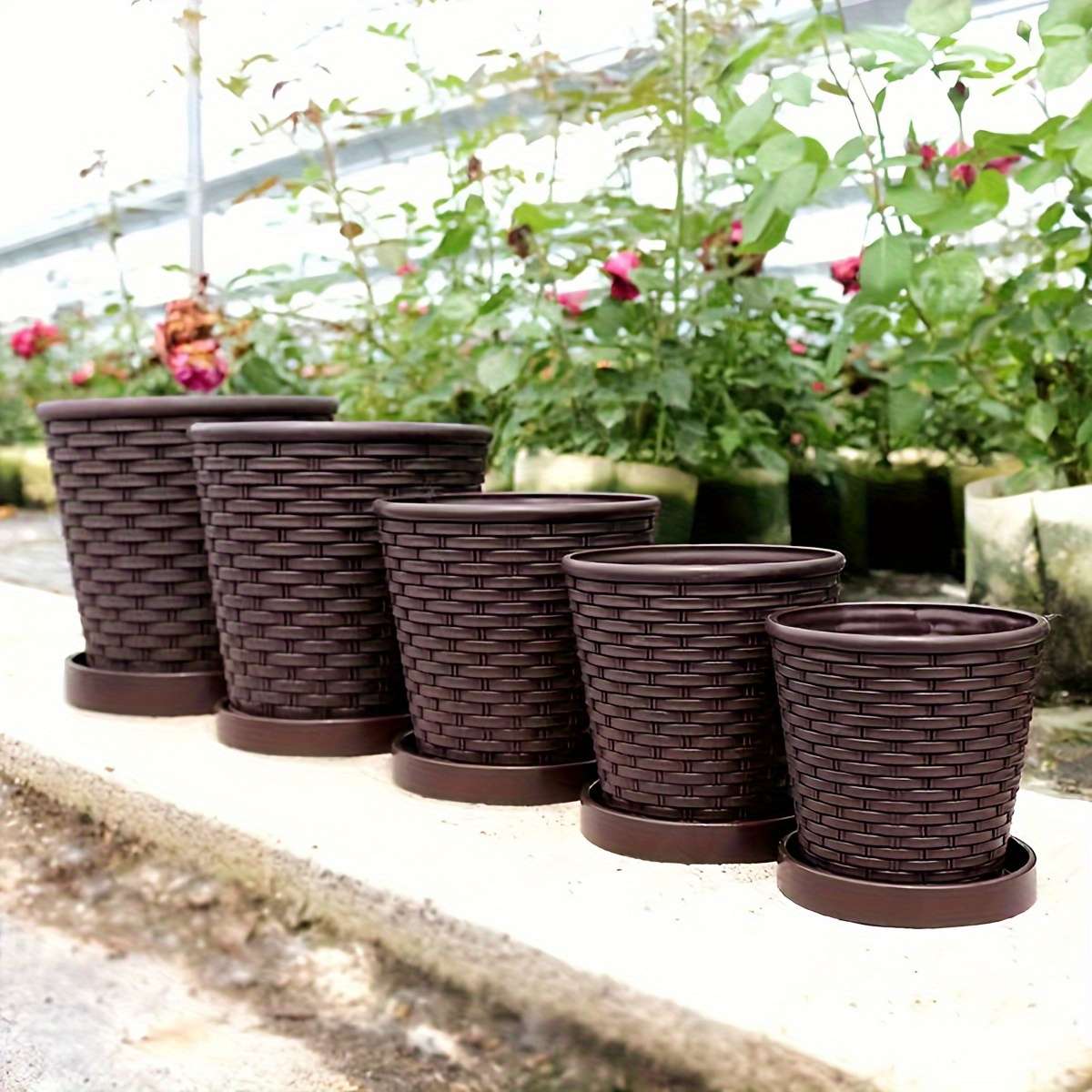 Sleek Elegant Woven Planter Brown Durable Enhanced Security For Home Office