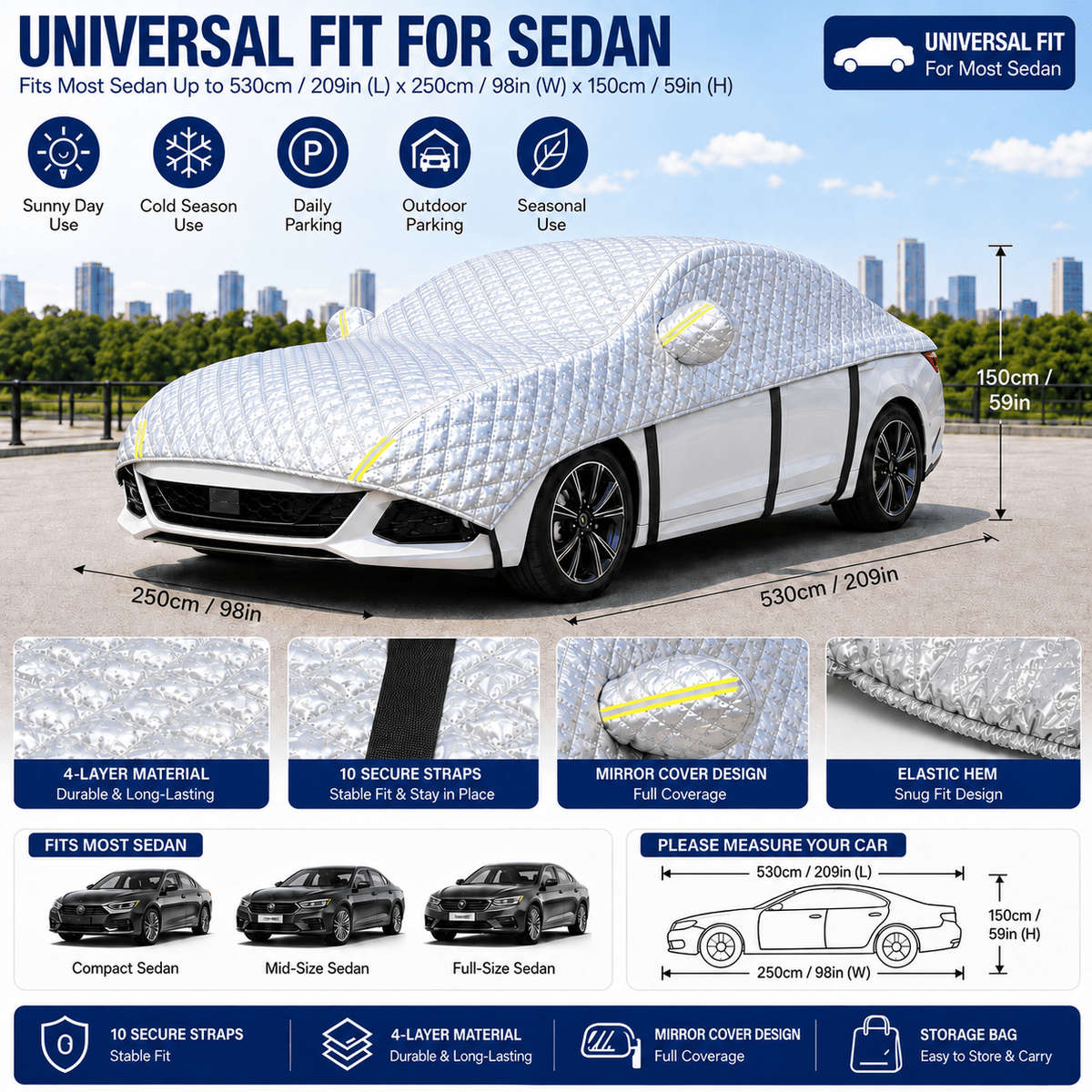 Car Cover Model Sedan Half Enclosed Car Cover