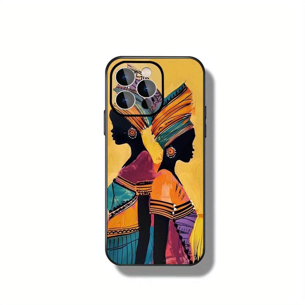 1Pc Black For iPhone 15 Pro Max African Women Traditional Attire Phone Case