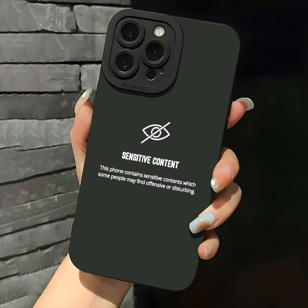 1Pc Black For iPhone 16 Plus Humorous Warning Slogans Phone Case