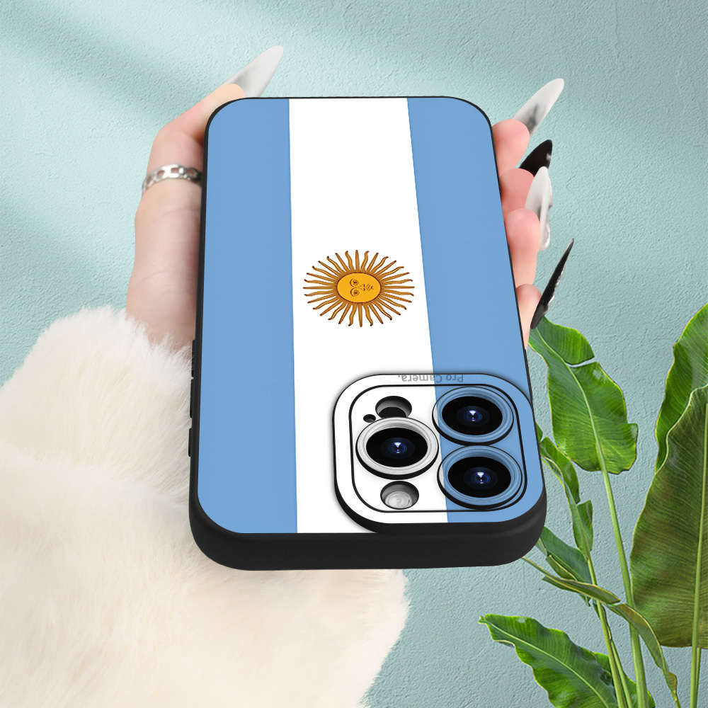 1Pc Black For iPhone 13 Pro Argentine Flag Pattern Phone Case
