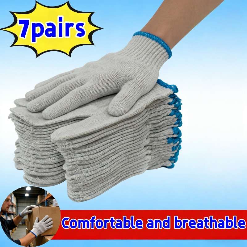 Work Gloves Color 7Pairs White