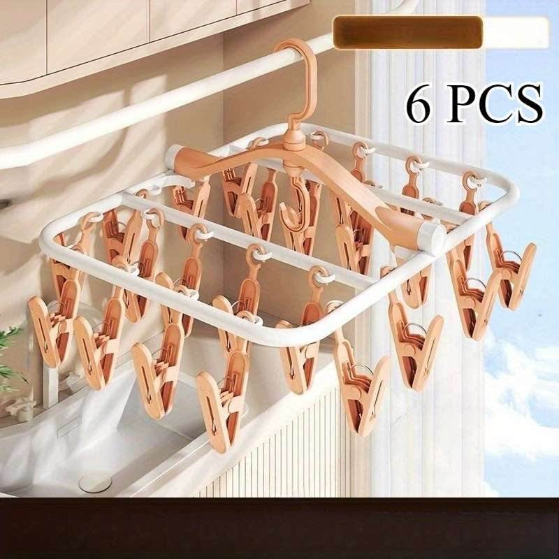 Clothes Rack SquarePersimmon Orange24 Clips Quantity 6Pcs