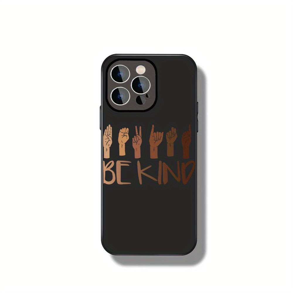 1Pc Black For iPhone 14 Sign Language Show Kindness Phone Case