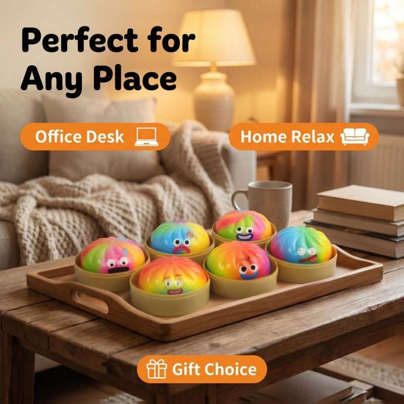 Squeezable Toys Style 2Pc1 Steamed Bun 1 Steamer Set Items Random Colors And Styles