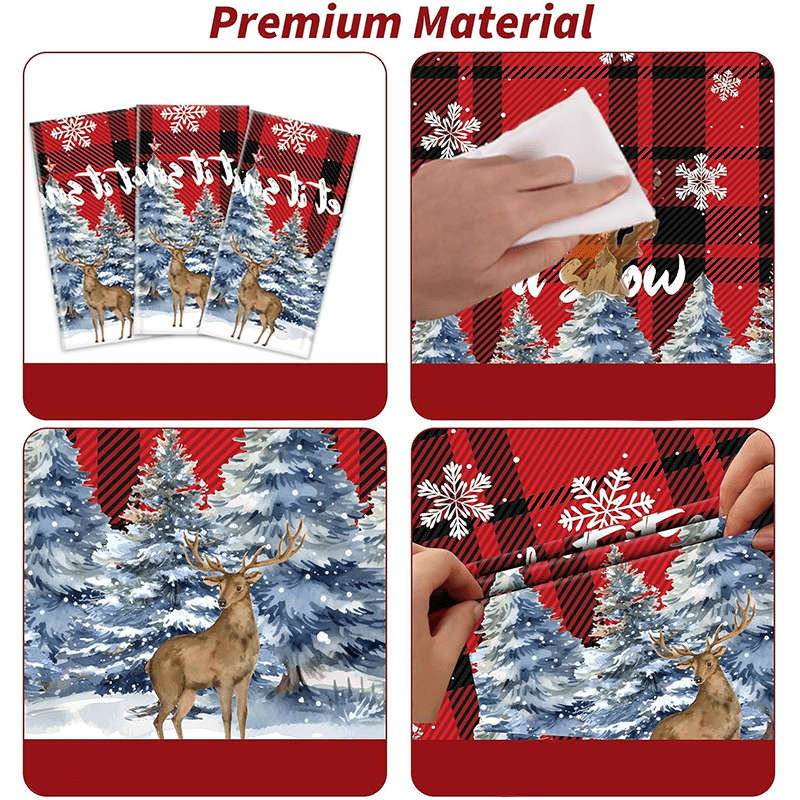 Christmas Tablecloth Color Black And Red Grid Quantity 4Pcs