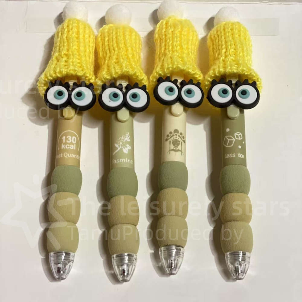 Pen color Khaki  small hat  glasses 4 styles 2 pieces will be sent randomly size0.5mm
