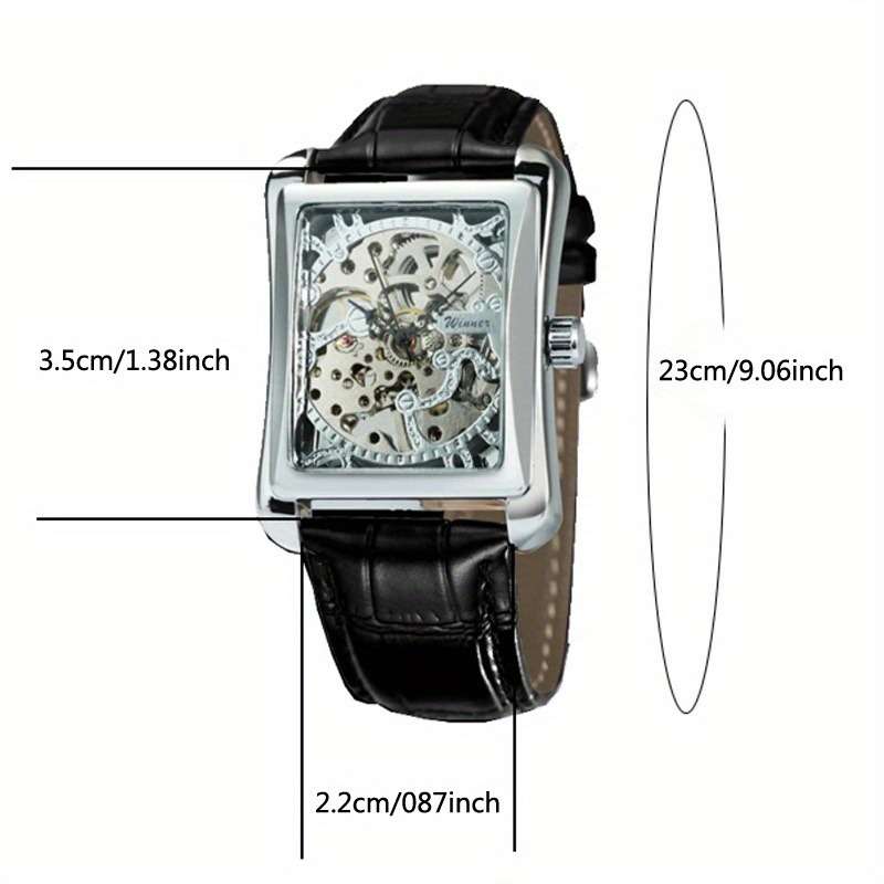 High Value Casual Skeleton Rectangle Watches Men Ultra Thin Mechanical