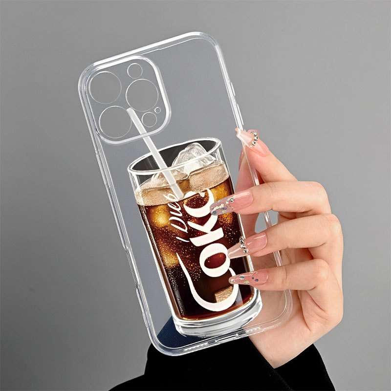 1Pc Transparent For iPhone 15 Plus Cola Design Phone Case