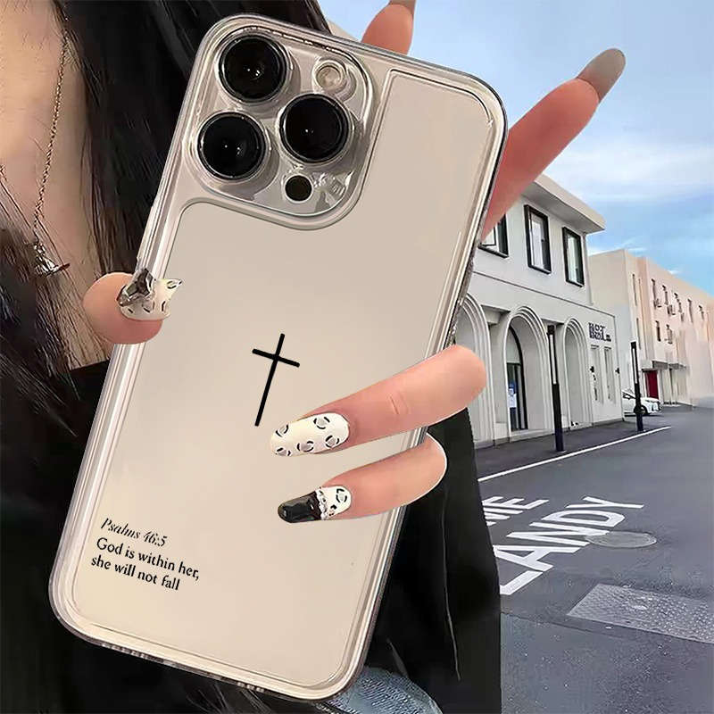 1pc Transparent For iPhone 11 Pro Cross Pattern Tpu Space Phone Case