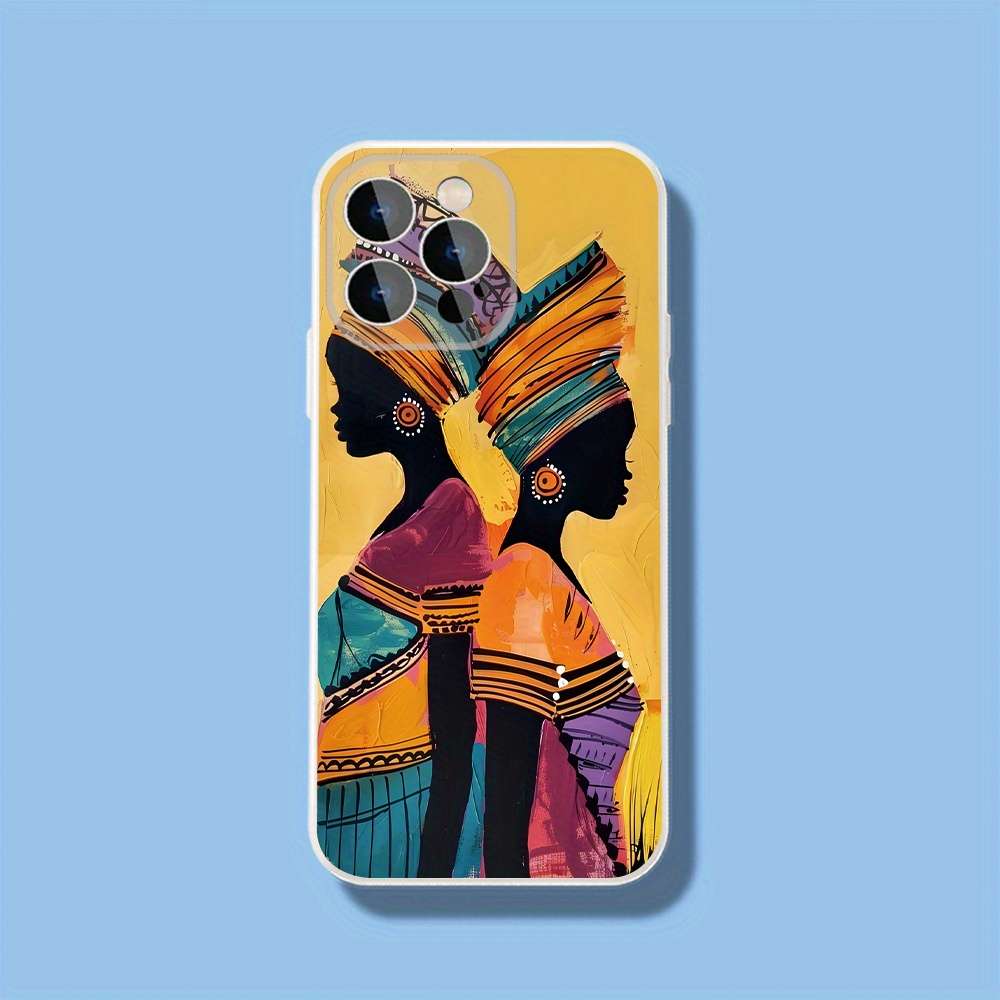 1Pc Black For iPhone 15 Pro Max African Women Traditional Attire Phone Case