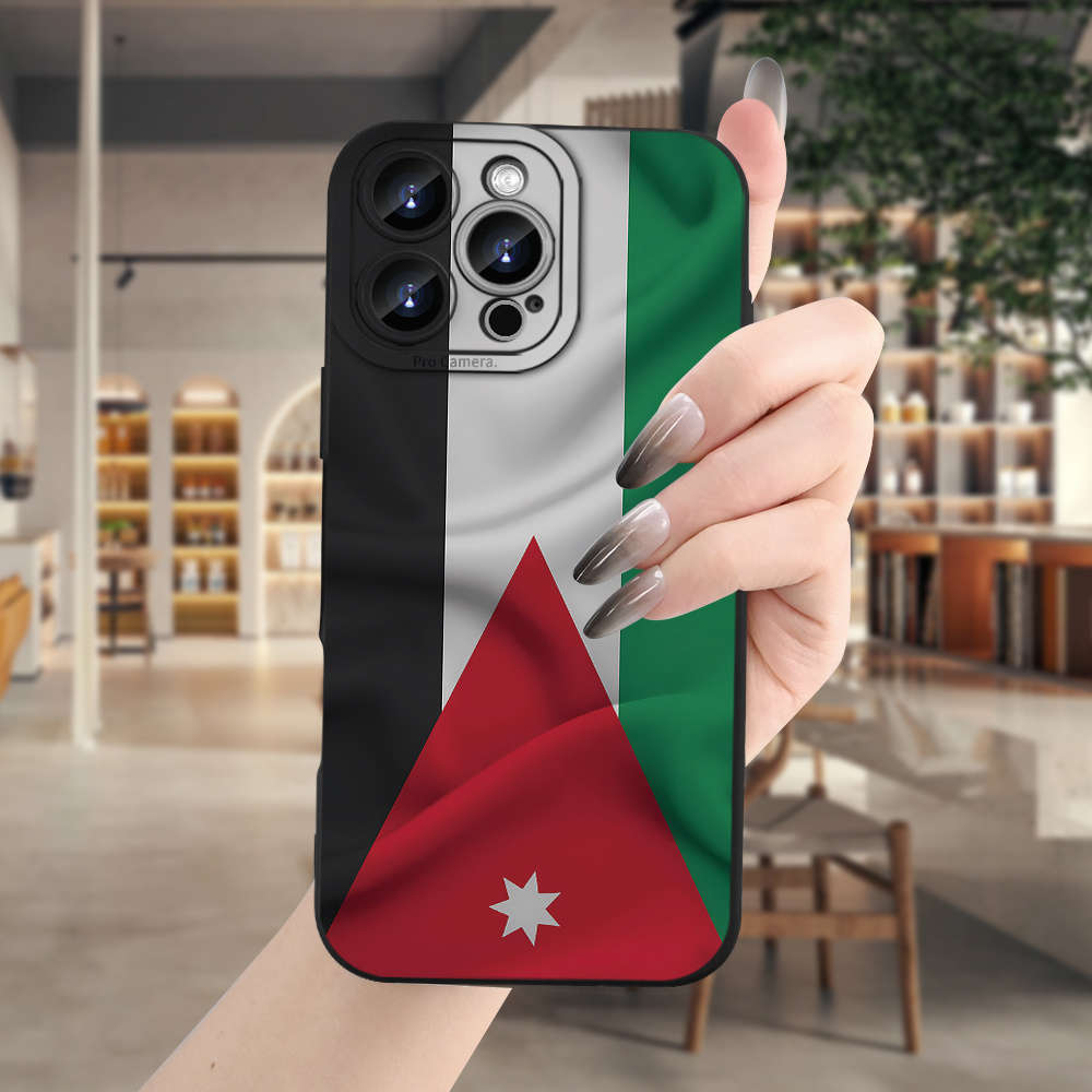 1Pc Black For iPhone 12 Flag Of TPU Painted Phone Case