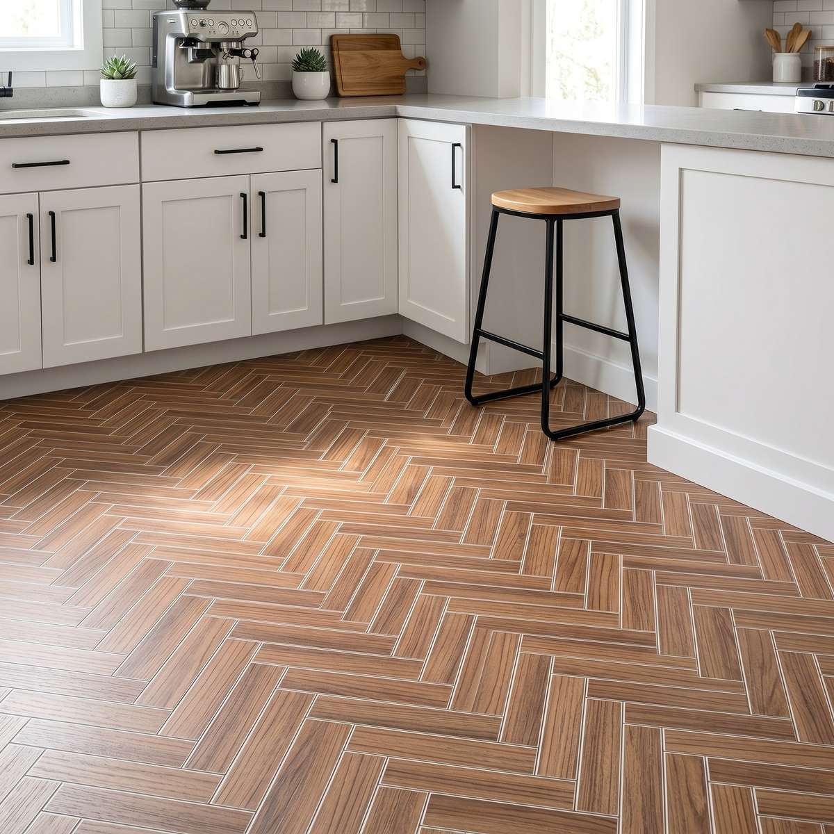 Self Adhesive Floor Stickers Herringbone Pattern Floor 30*200Cm