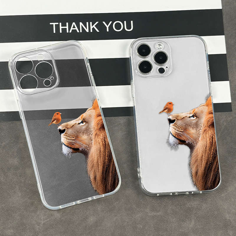 1Pc Transparent For iPhone 13 Mini African Lion Phone Case