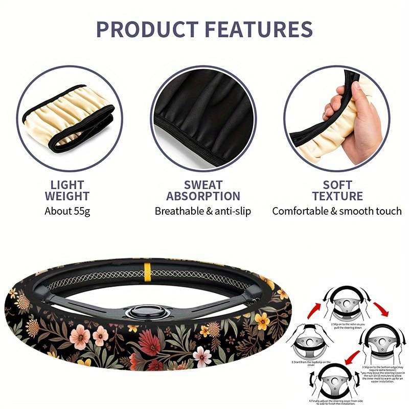 Car Steering Wheel Cover 38X38 Style Digital Printing