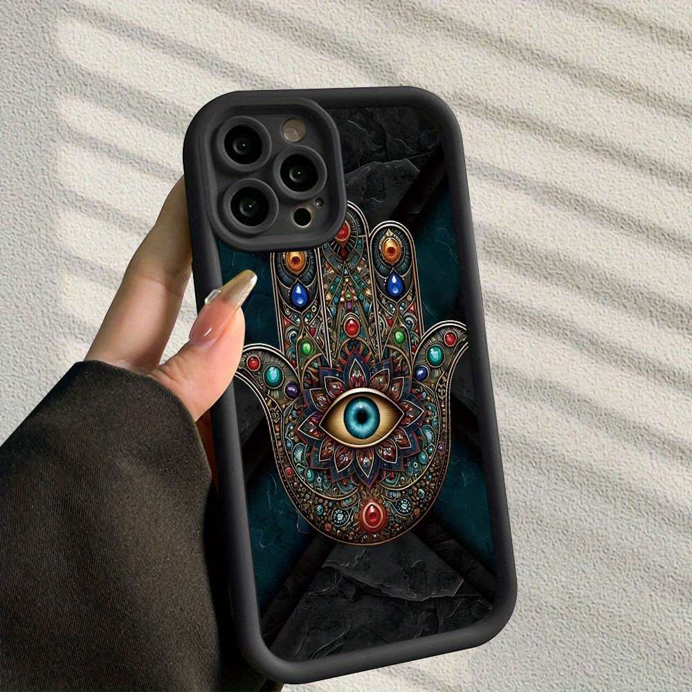 1Pc Black For iPhone 15 Plus Evil Eye Retro Cartoon Phone Case