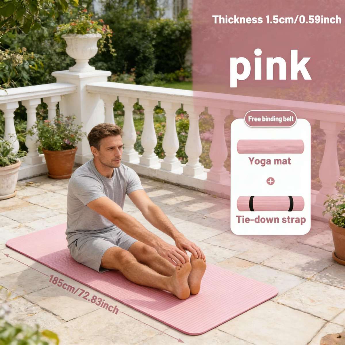 Yoga Mat Romantic Powder Thickness 1.5Cm