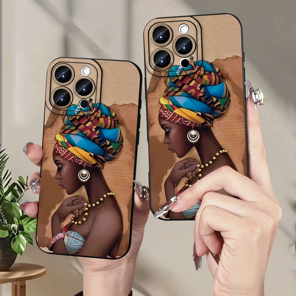 1Pc Black For iPhone 14 Pro Max African Girl Phone Case